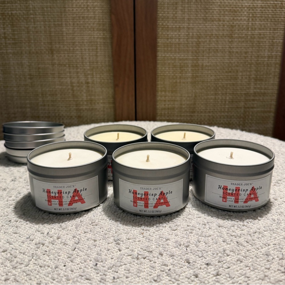 Set of 5 - Honeycrisp Apple Scented Tin Candles